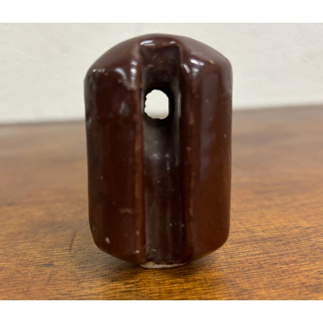 Antique Brown Ceramic Johnny Ball Guy Wire Insulator For Sale - Image 4 of 9