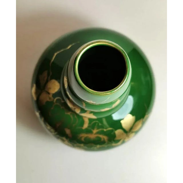 1940s Art Deco France Green Enameled Terracotta Vase For Sale - Image 9 of 13