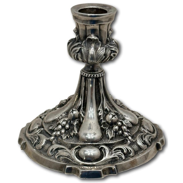 Antique Fine & Beautiful Victorian Tiffany & Company Heavy Solid Cast Silverplate Candlesticks - A Pair For Sale In Boston - Image 6 of 18