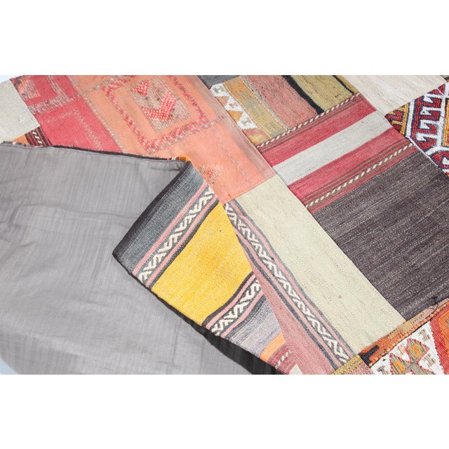 Mid 20th Century Multicolor Tribal Kilim Patchwork – A Statement Piece for Bohemian Interiors For Sale In Tampa - Image 6 of 10