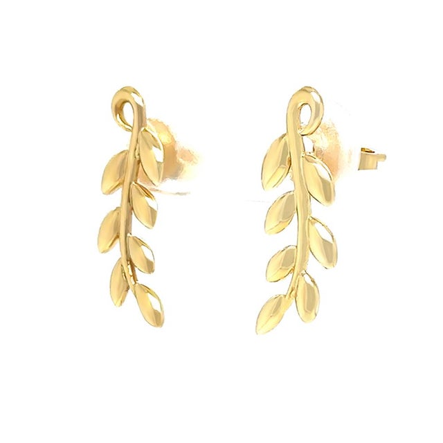 Contemporary Tiffany & Co. 18ct Yellow Gold Paloma Picasso Olive Leaf Climber Earrings 4.23g, A Pair For Sale - Image 3 of 9