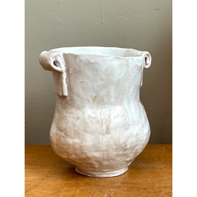 Vintage Biomorphic Ceramic Vase With Handles For Sale - Image 4 of 12