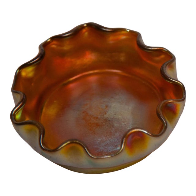 Vintage Favrille Ruffled Salt Dish, Signed For Sale