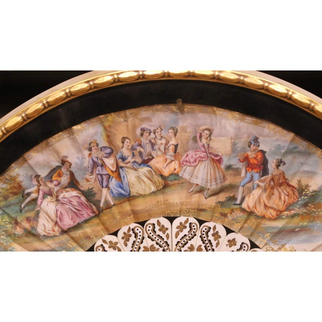 French 19th Century French Framed Hand-Painted Fan With Bone Guards For Sale - Image 3 of 7