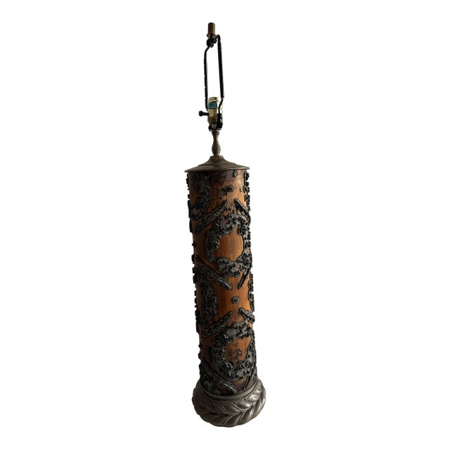 Early 19th Century Vintage Industrial Wallpaper Roller Floor Lamp For Sale