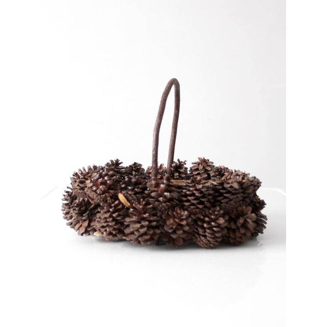 Farmhouse Vintage Handmade Pinecone Basket For Sale - Image 3 of 15