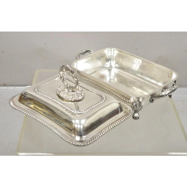 Antique English Victorian Sheffield Silver Plated Lidded Warmer Serving Platter For Sale - Image 11 of 12