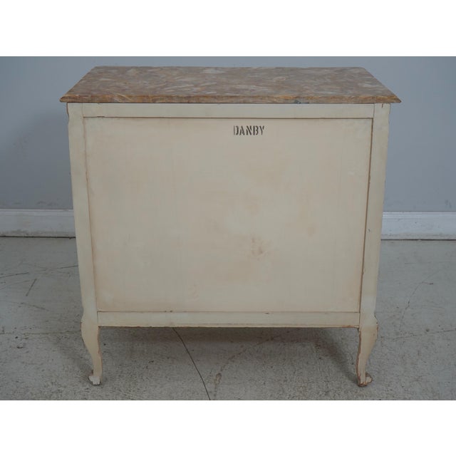 Pair Vintage 4 Drawer Marble Top Shell Carved Chests For Sale - Image 11 of 12