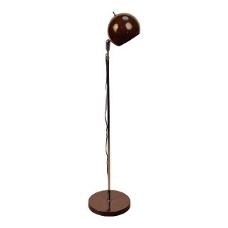 Mid-Century Brown Eyeball Orb Telescoping Reading Floor Lamp For Sale