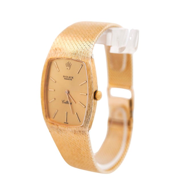 Mid 20th Century Vintage Rolex Cellini 3807 Champagne Dial 18k Gold Manual Watch For Sale - Image 5 of 13