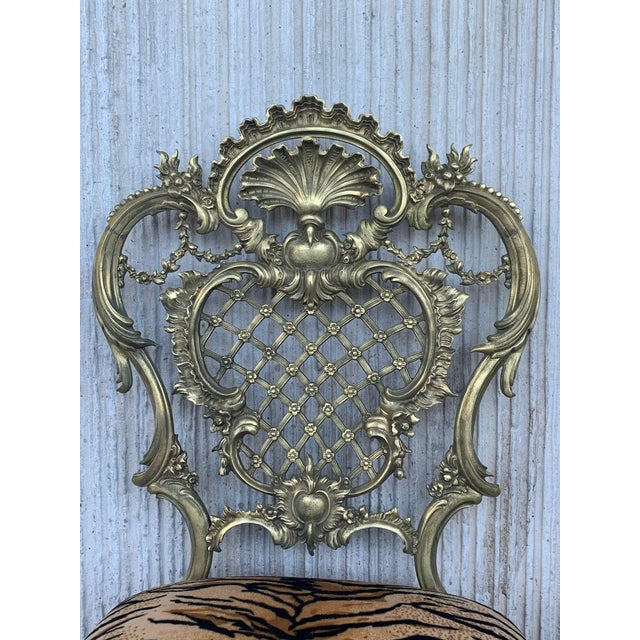 Bronze 1930s French Louis XV Style Bronze Side Chairs - a Pair For Sale - Image 8 of 12