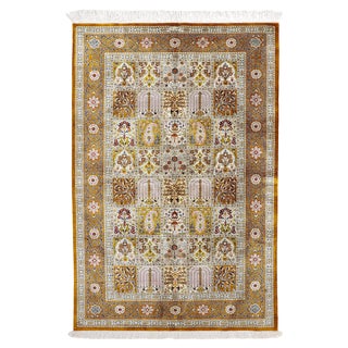 Ghom Silk Rug with Field Pattern, 1990s For Sale