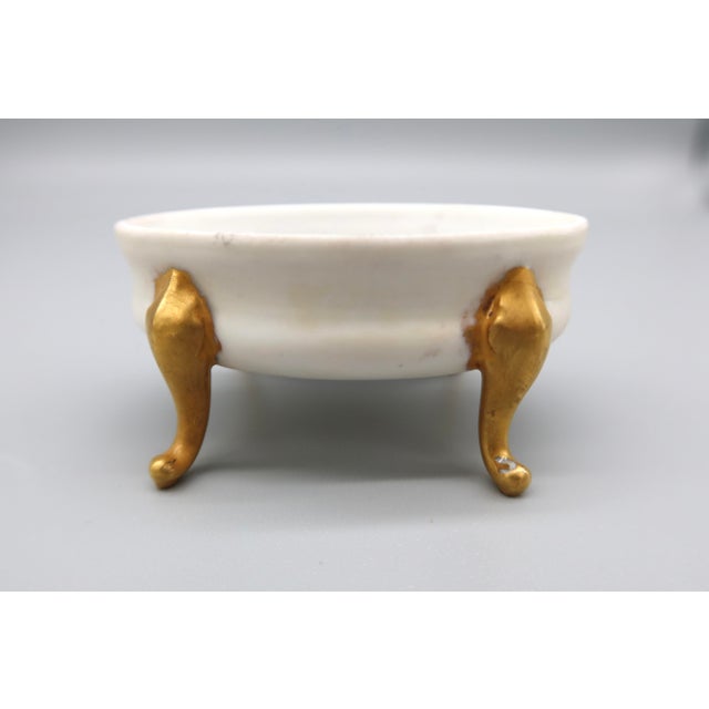 1970s Vintage French Porcelain Footed Jewelry Dish For Sale - Image 5 of 9