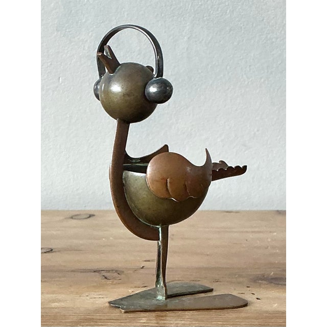 Vintage Mexican Brass and Copper Ashtray For Sale - Image 4 of 12