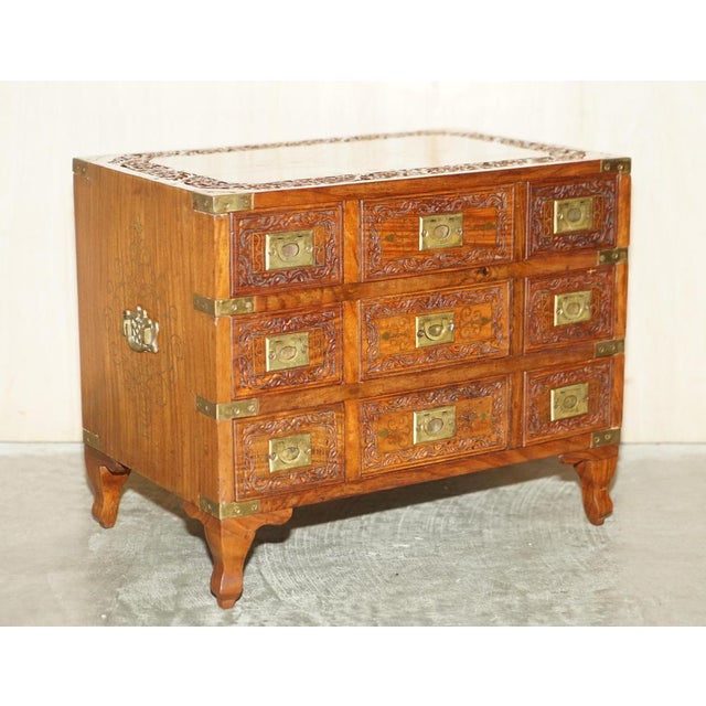 Stunning original Anglo Indian Brass and Rosewood Circa 1880-1900 small side table tea chest of drawers or large table top...
