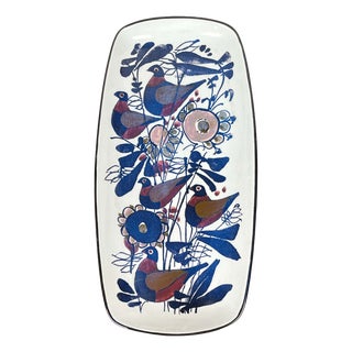 Mid-Century Modern Danish Porcelain Tenera Bowl with Bird Design by Kari Christensen for Aluminia Royal Copenhagen, 1960s For Sale
