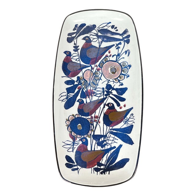 Mid-Century Modern Danish Porcelain Tenera Bowl with Bird Design by Kari Christensen for Aluminia Royal Copenhagen, 1960s For Sale