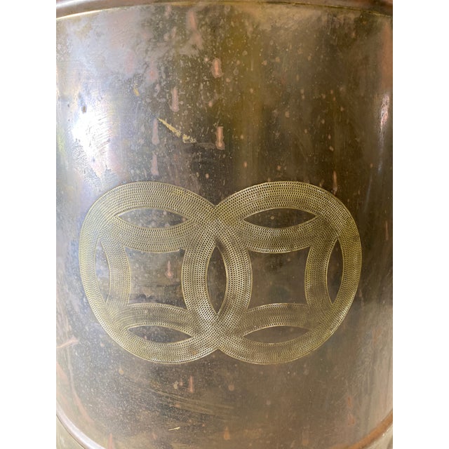 Hollywood Regency Mid Century Brass Cachepot For Sale - Image 3 of 7