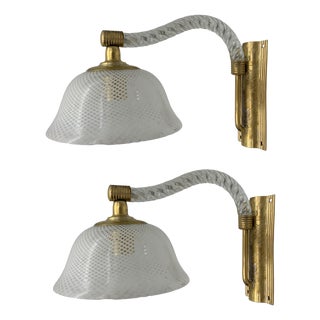 Wall Lamps attributed to Venini, Italy, 1950s, Set of 2 For Sale