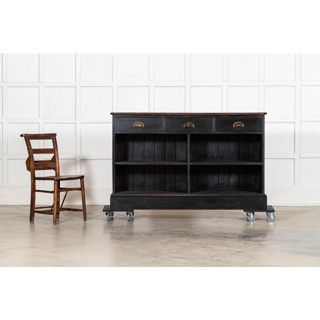 19th Century English Ebonised Mahogany & Pine Shop Counter, 1890s For Sale - Image 3 of 16