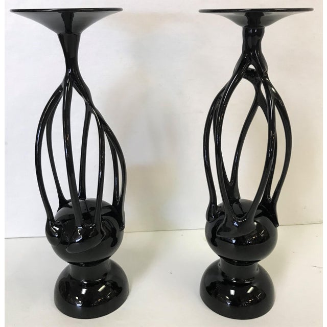 MidCentury Modern Glass Candlesticks a Pair Chairish