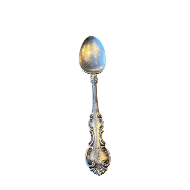 Silver Antique R. Wallace "Troy" Silver Plate Tablespoons. Set of 9. Monogram "A" For Sale - Image 8 of 11