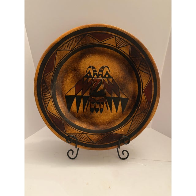 Folk Art Mid 20th Century Large Hand-Painted Mexican Artisan Folk Art Clay Wall Plates by R. Galvan, Signed Southwestern Bohemian For Sale - Image 3 of 8