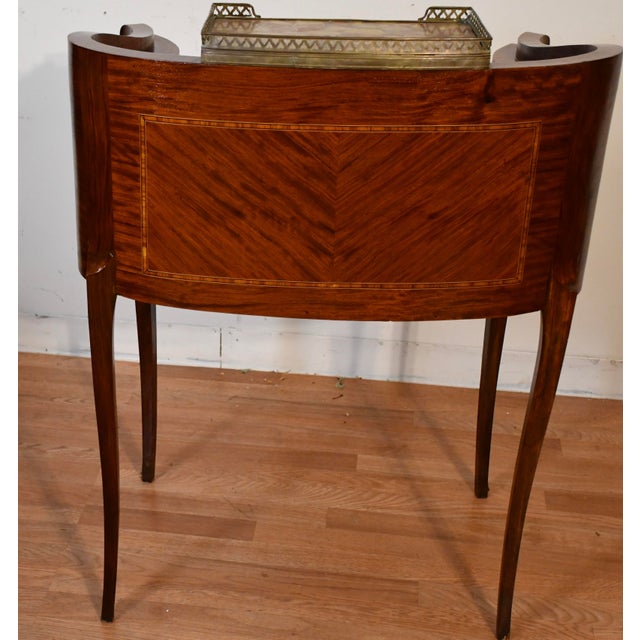1890s Antique French Louis XV Walnut Inlaid Ladies Writing Desk Bonheur-Du-Jour For Sale - Image 17 of 18