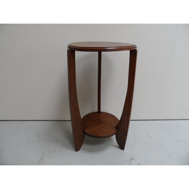 Art Deco Round Oak Side Table, 1890s For Sale - Image 4 of 9