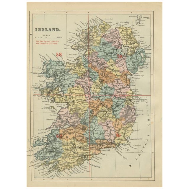 Antique Map of Ireland, 1885 For Sale - Image 9 of 9