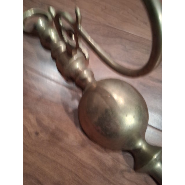 Brass Vintage Solid Brass Candle Wall Sconces- A Pair For Sale - Image 8 of 10