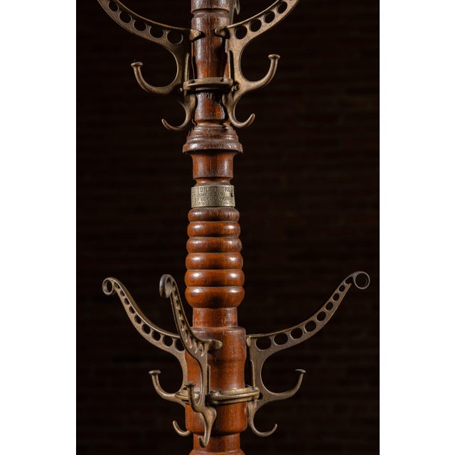 Brown Late 19th Century Turned Oak and Cast Iron Coat Tree by Udell Works For Sale - Image 8 of 9