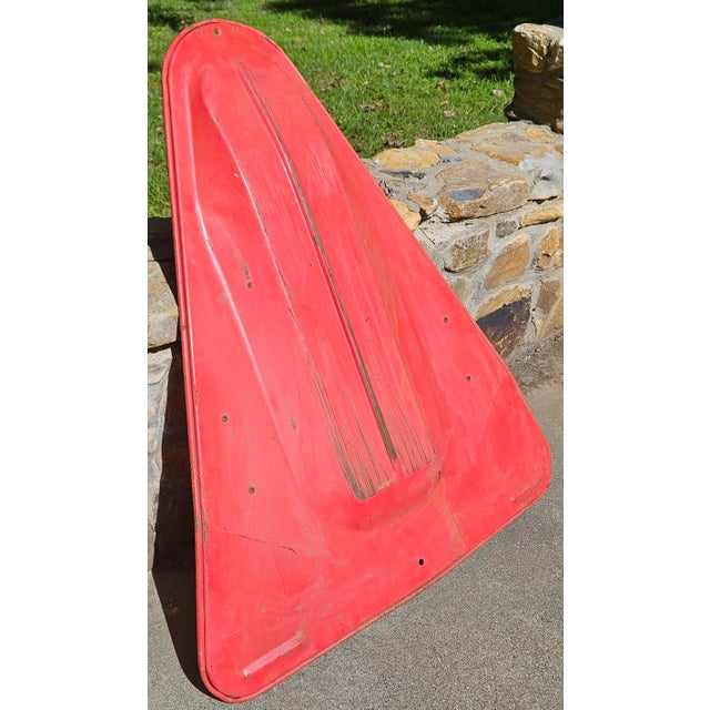 Vintage Blazon Red Sno-Wing Metal Sled For Sale - Image 9 of 11