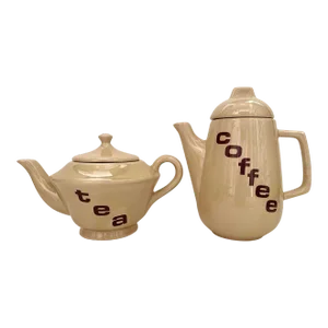 Mid Century Ceramic Tea & Coffee Pot Set- 2 Pieces
