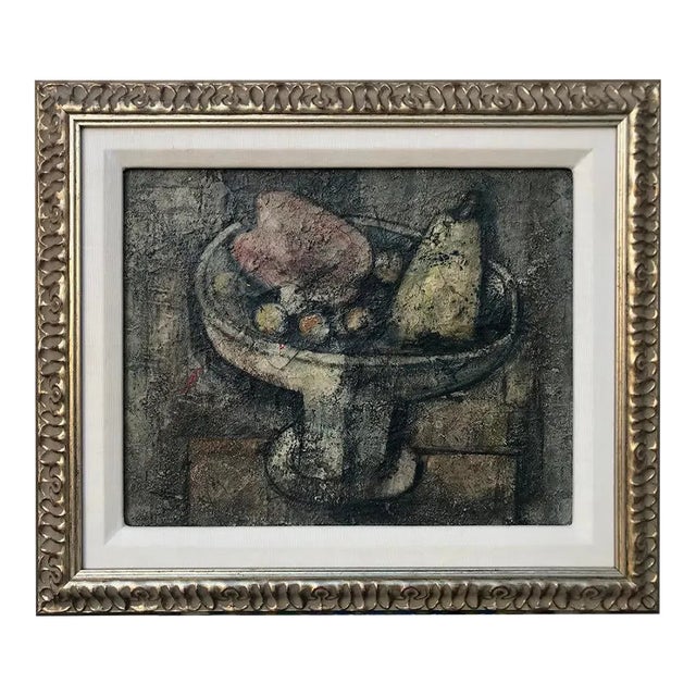 Vintage Oil Painting Cubist Still Life Manner of Georges Braque For Sale