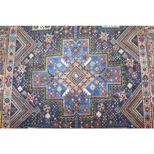 Textile Vintage Navy Persian Square Accent Rug For Sale - Image 7 of 9