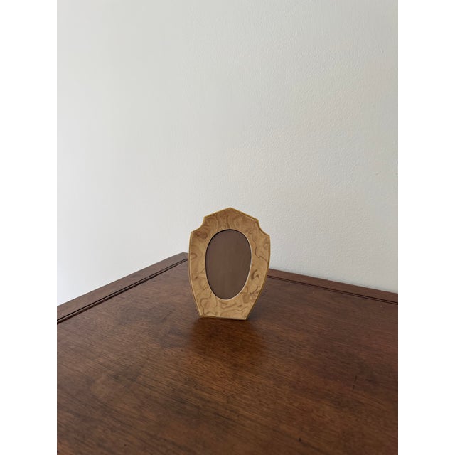 Postmodern Vintage Faux Burlwood Oval Picture Frame For Sale - Image 3 of 4