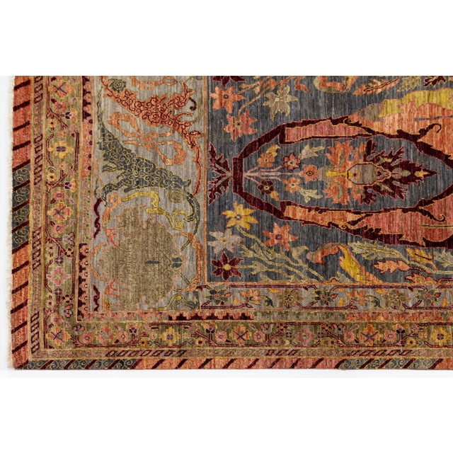 Textile Modern Bidjar-Style Wool Rug — Vibrant Colors, Dense Weave, Timeless Symmetry For Sale - Image 7 of 10