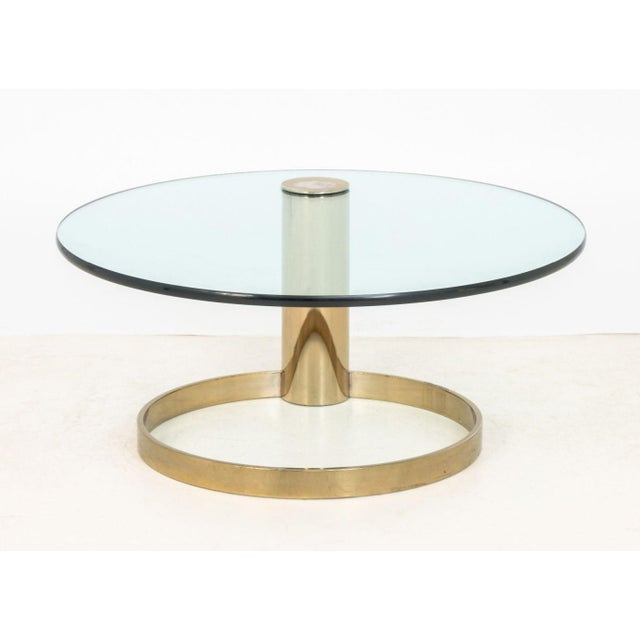 Modern Modern Circular Glass Top Gilt Metal Coffee Table For Sale - Image 3 of 8