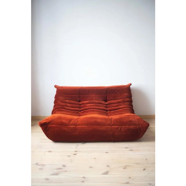 Ligne Roset Amber Corduroy Togo 2-Seat Sofa by Michel Ducaroy for Ligne Roset For Sale - Image 4 of 4