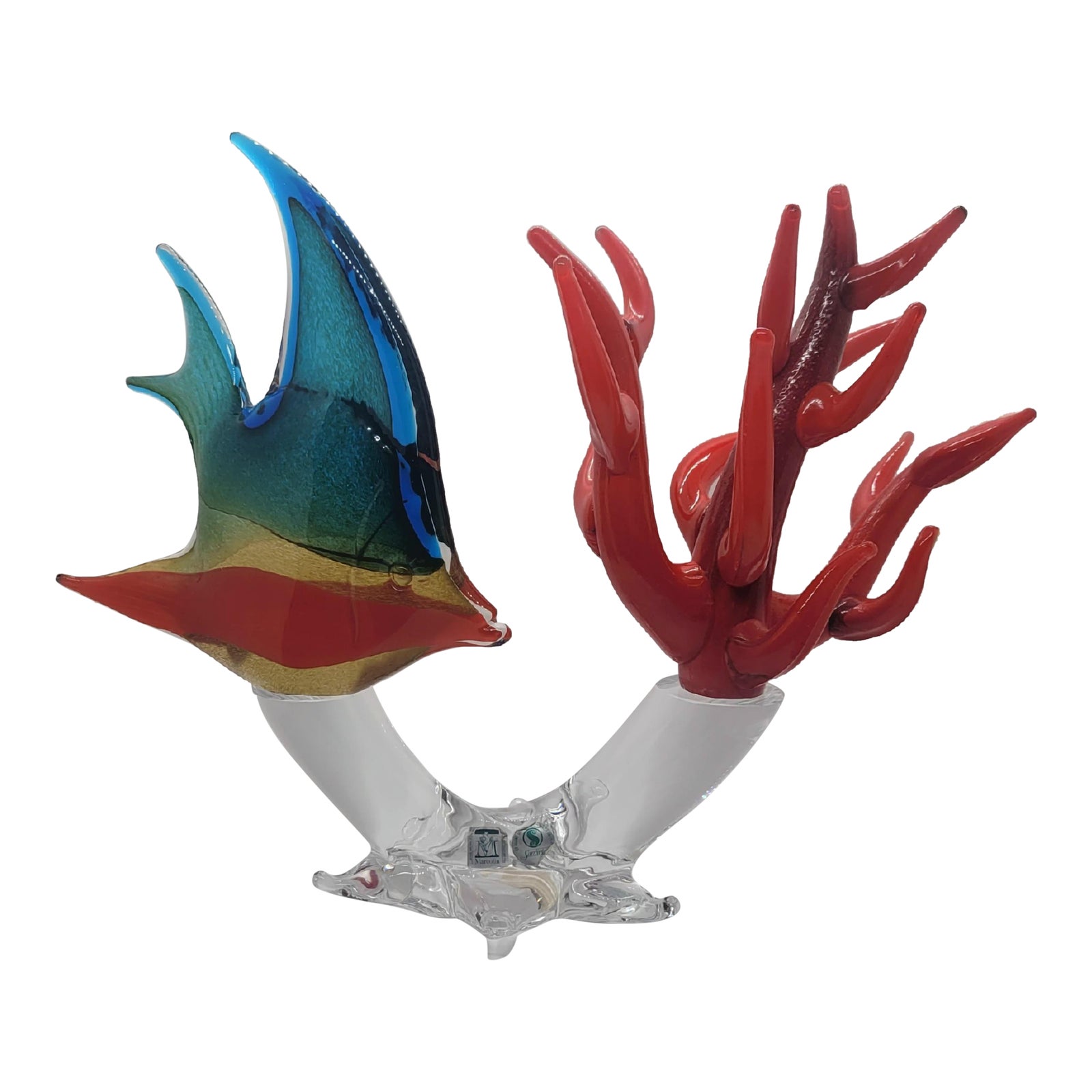Mid 20th Century Marcolin Art Sardinia Crystal Fish and Coral