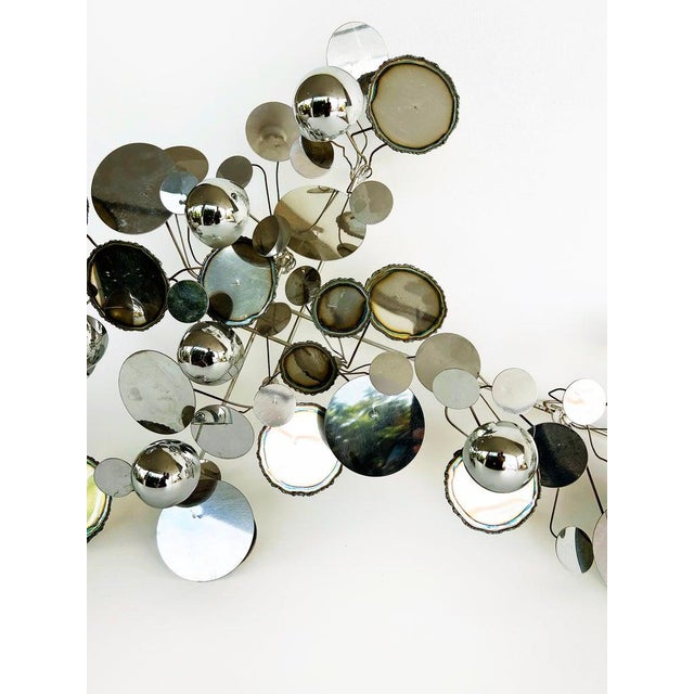 Curtis Jeré Raindrops Mixed Metal Wall Sculpture, Signed, 1970s Offered for sale is a Mid-century Modern Curtis Jeré...