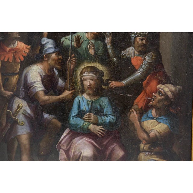 Italian Artist, The Mockery of Christ, Late 1600s, Oil on Copper, Framed For Sale - Image 9 of 11