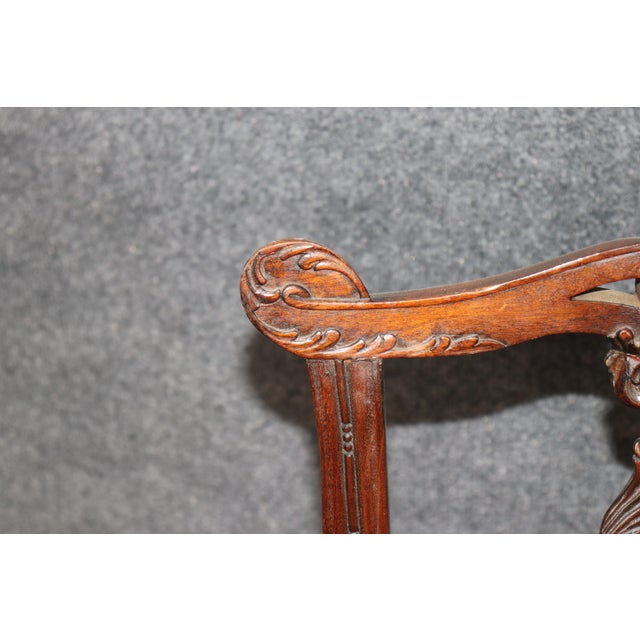 Set of 8 Fantastic Chinese Chippendale Style Carved Mahogany Dining Chairs For Sale - Image 9 of 14
