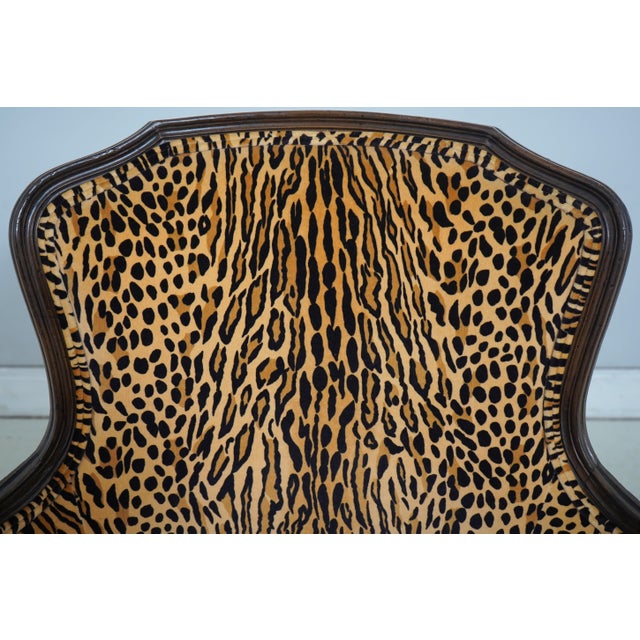 1980s Pair of Cheetah Print Louis XVI Style Bergere Chairs For Sale - Image 5 of 18