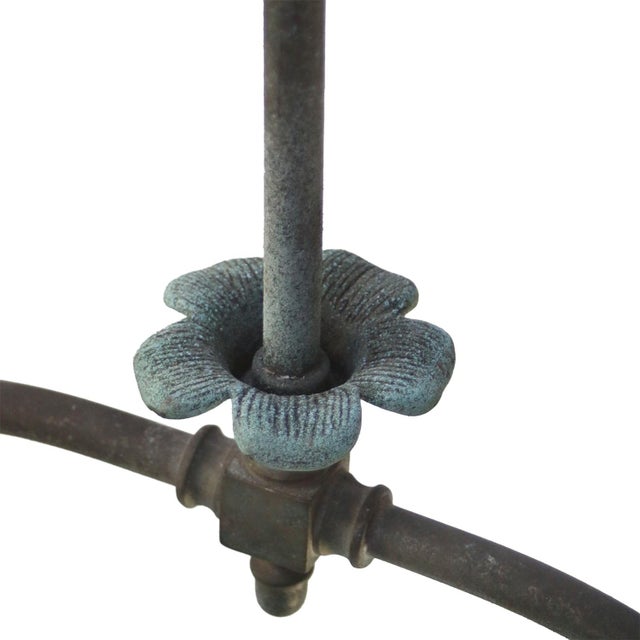 Converted Nickel-Plated Brass and Glass Double Oil Pendant Lamp, 1890s For Sale - Image 5 of 10