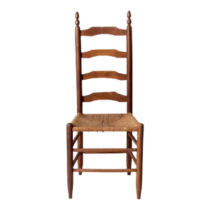 Antique Ladder Back Chair With Rush Seat