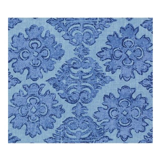 Raoul Textiles Lamak Raoul Textiles Lamak in Delft Blue Oyster Linen 3 6/8 Yards Backed Fabric For Sale