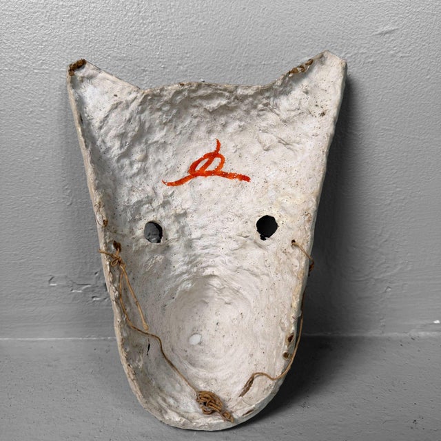 Vintage Japanese Kitsune Papier-Mâché Mask, 1960s For Sale - Image 7 of 9