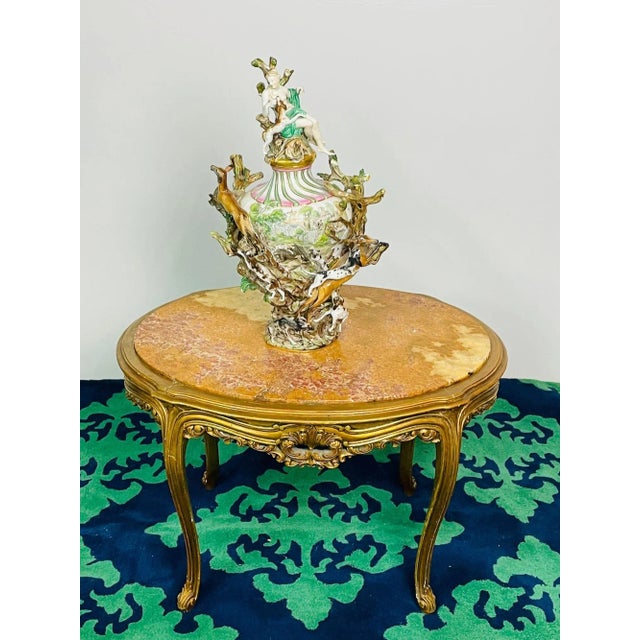 Louis Xv Style French Center, End Table, Giltwood, Marble Top, Accent Table For Sale - Image 4 of 12